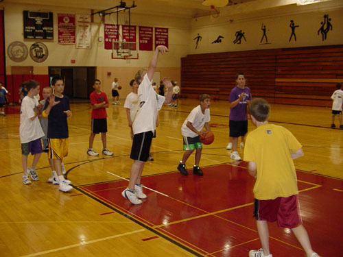 playing basketball