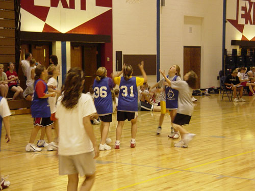 playing basketball